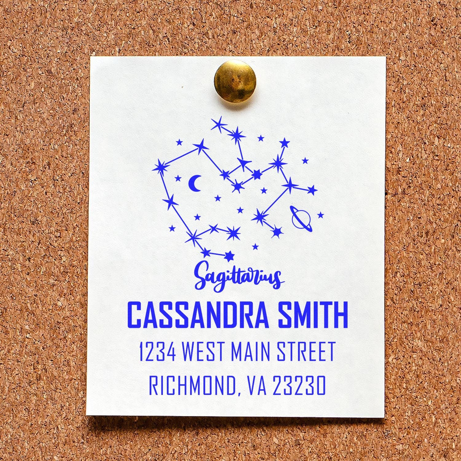 Energetic Sagittarius Zodiac Personalized Name And Address Stamper - Engineer Seal Stamps