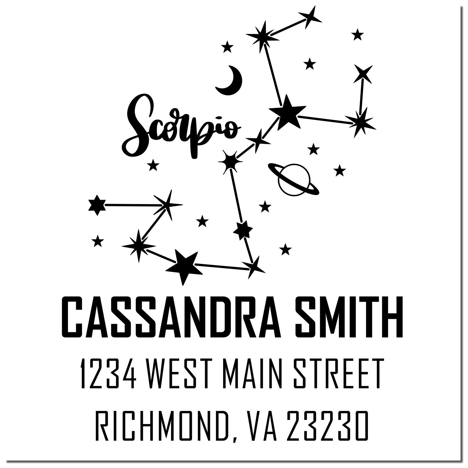 Celestial Passionate Scorpio Self-Inking Customized Address Stamp - Engineer Seal Stamps