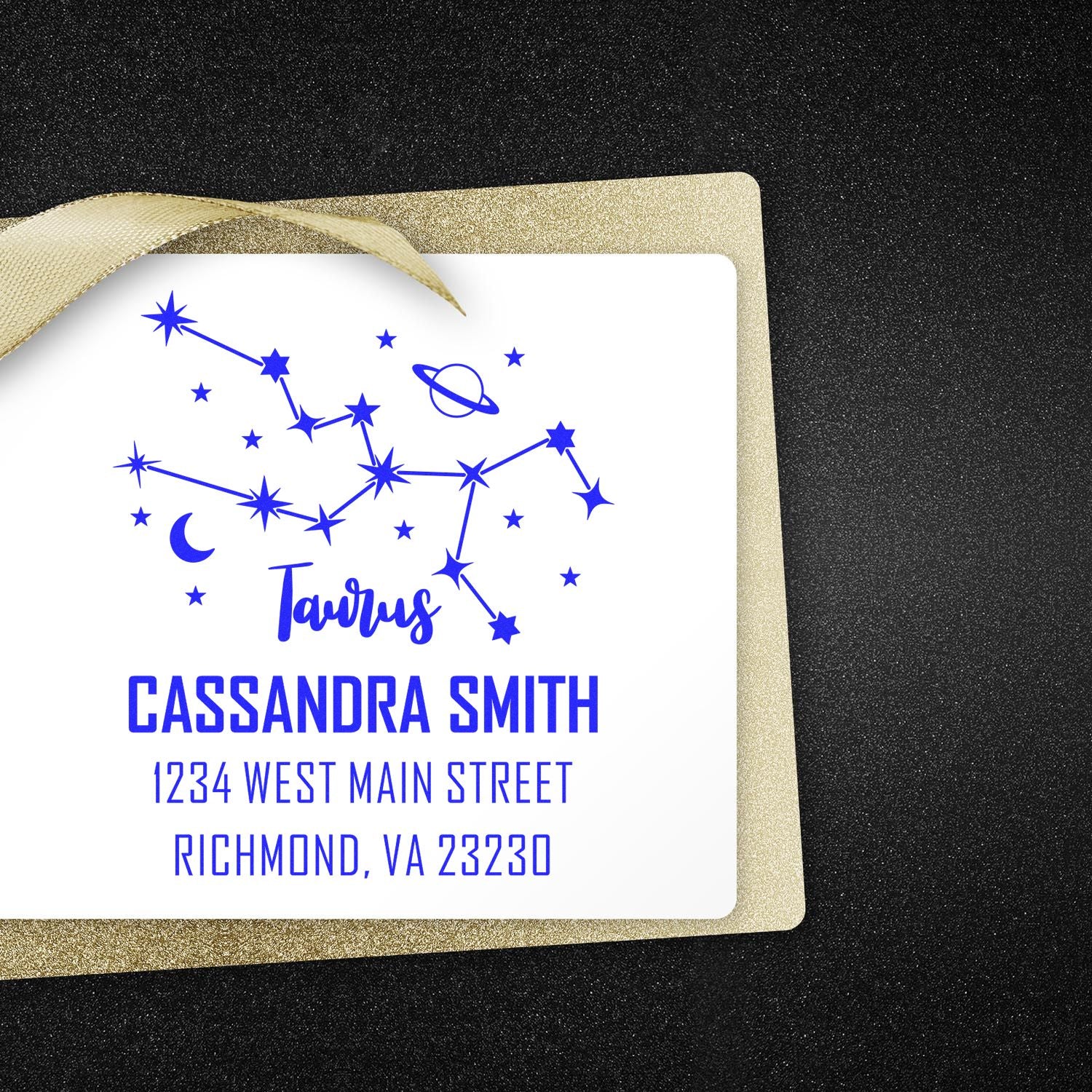 Determined Taurus Zodiac Personalized Return Address Stamper - Engineer Seal Stamps