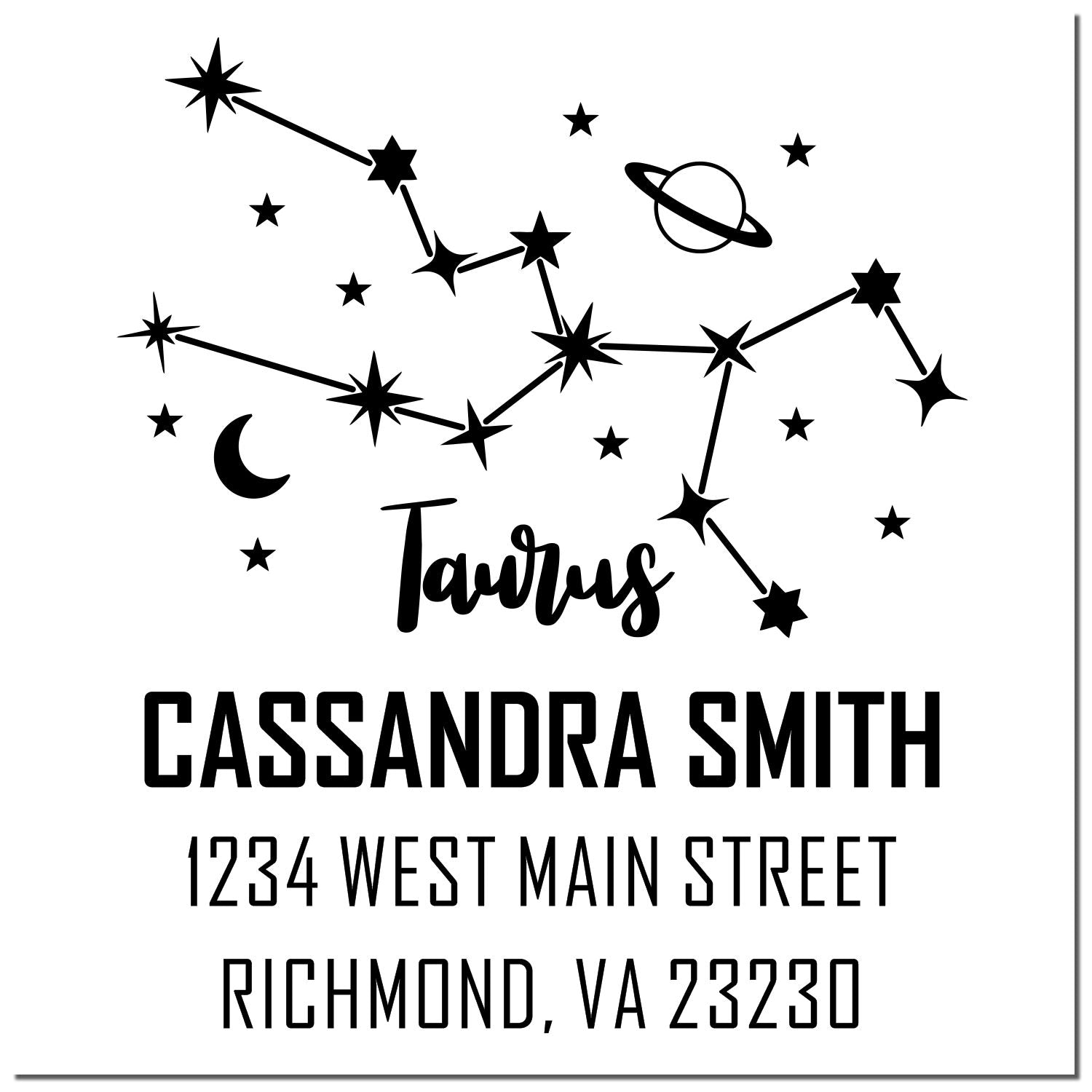 Determined Taurus Zodiac Personalized Return Address Stamper - Engineer Seal Stamps