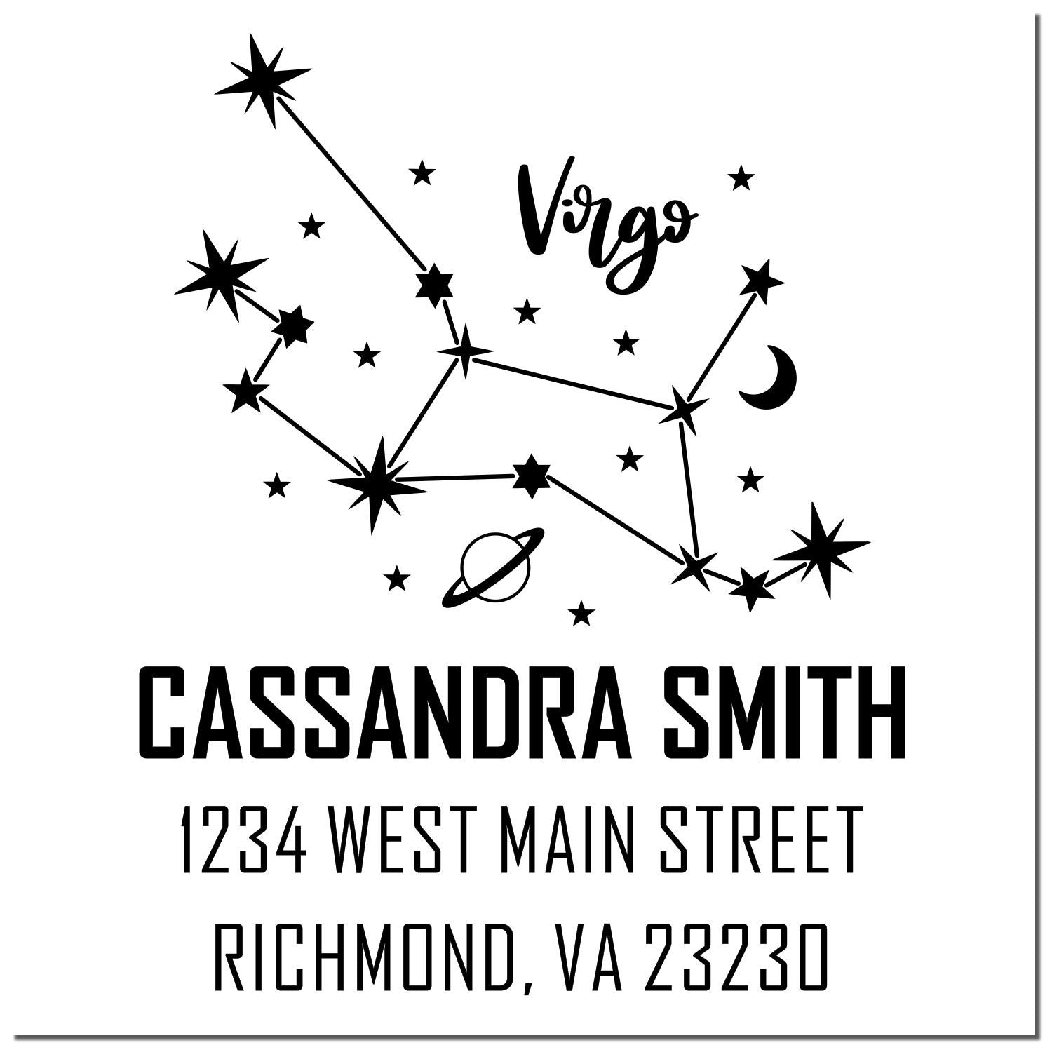 Modest Virgo Zodiac Personalized Home Address Stamp - Engineer Seal Stamps
