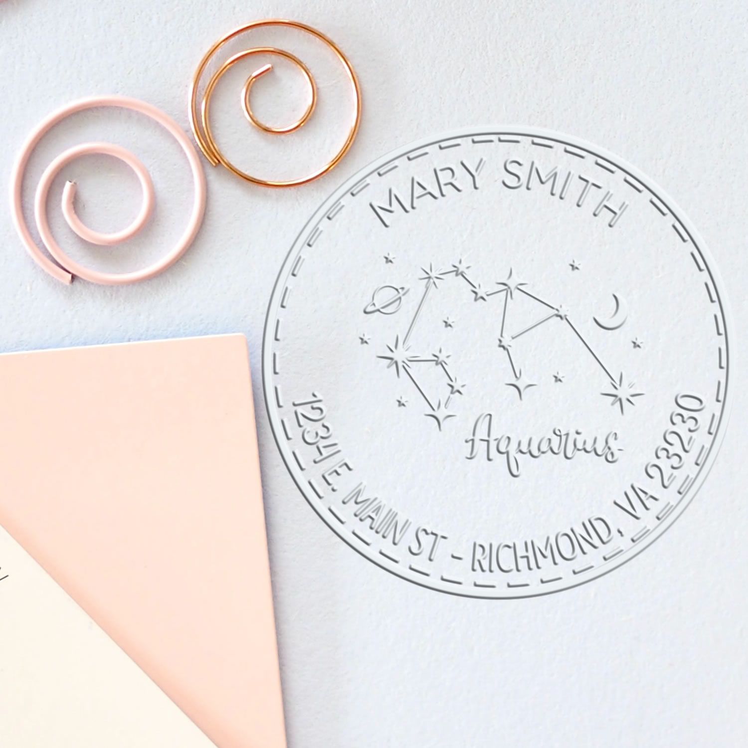 Soft Constellation Aquarius Custom Mail Embossed Stamp