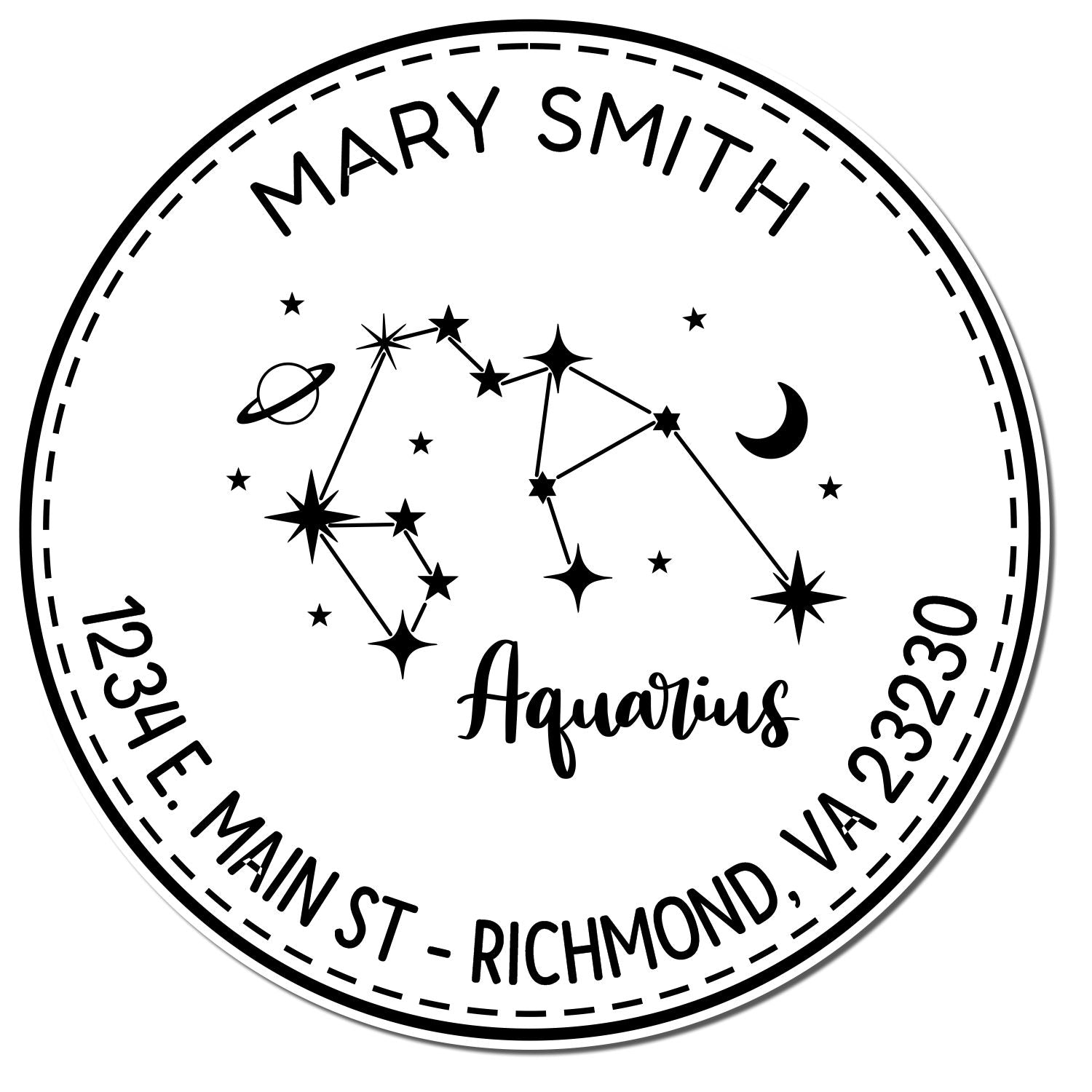 Portable Pre-Inked Constellation Aquarius Custom Made Mailing Stamper - Engineer Seal Stamps