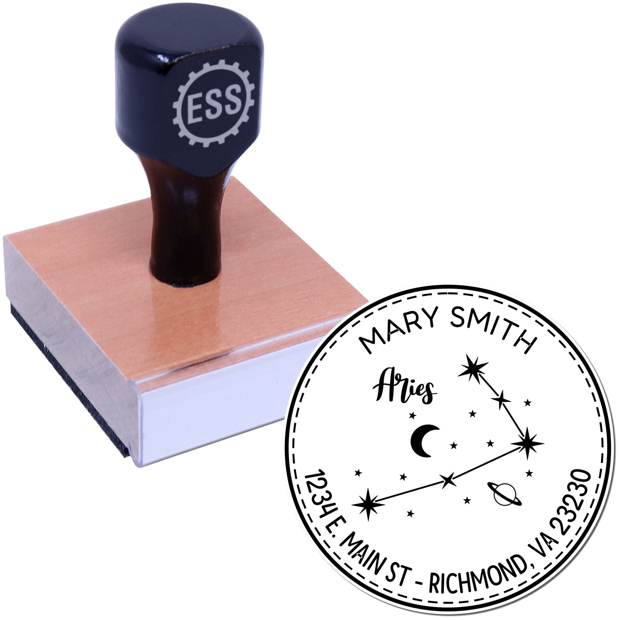 Wood Handle Constellation Aries Custom Mail Stamper - Engineer Seal Stamps
