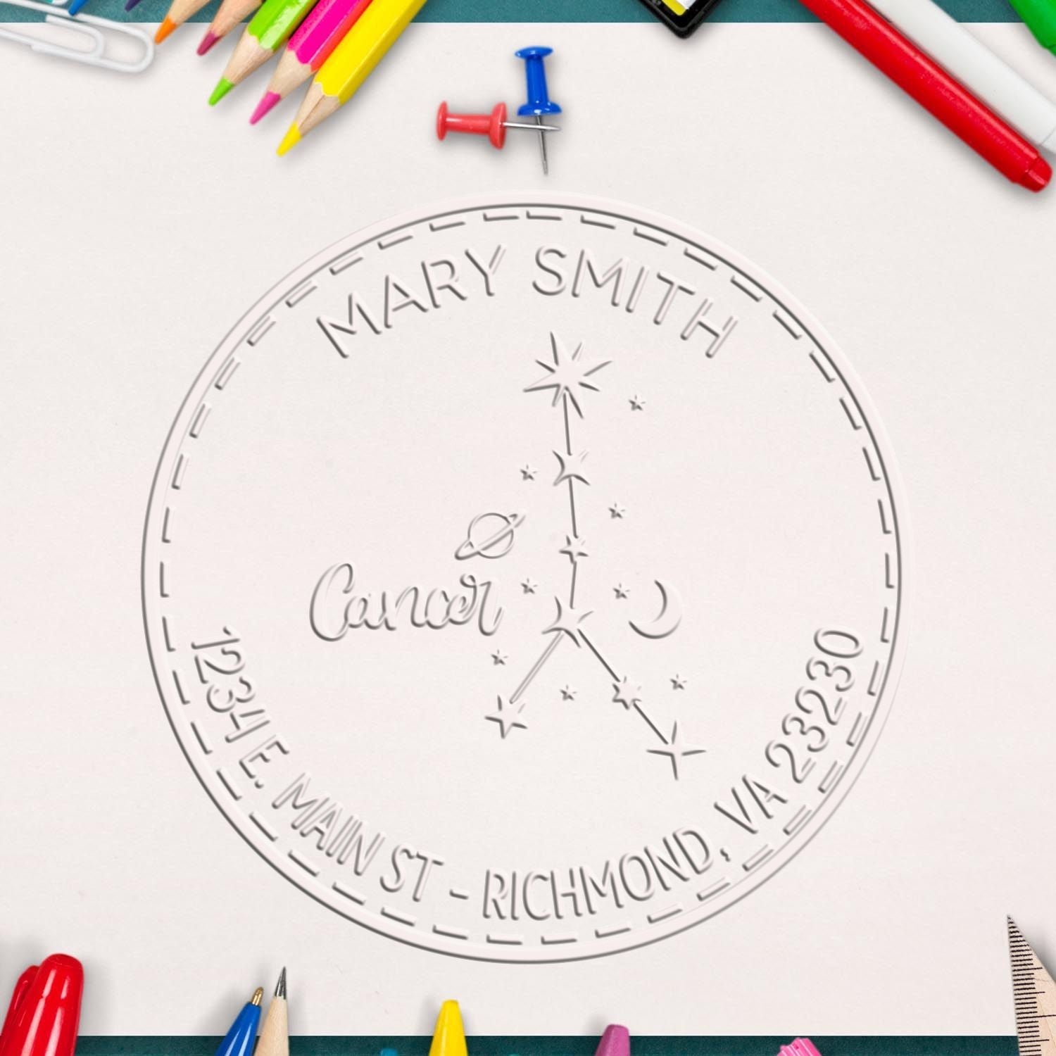 Desk Constellation Cancer Custom Made Mailing Paper Embosser - Engineer Seal Stamps