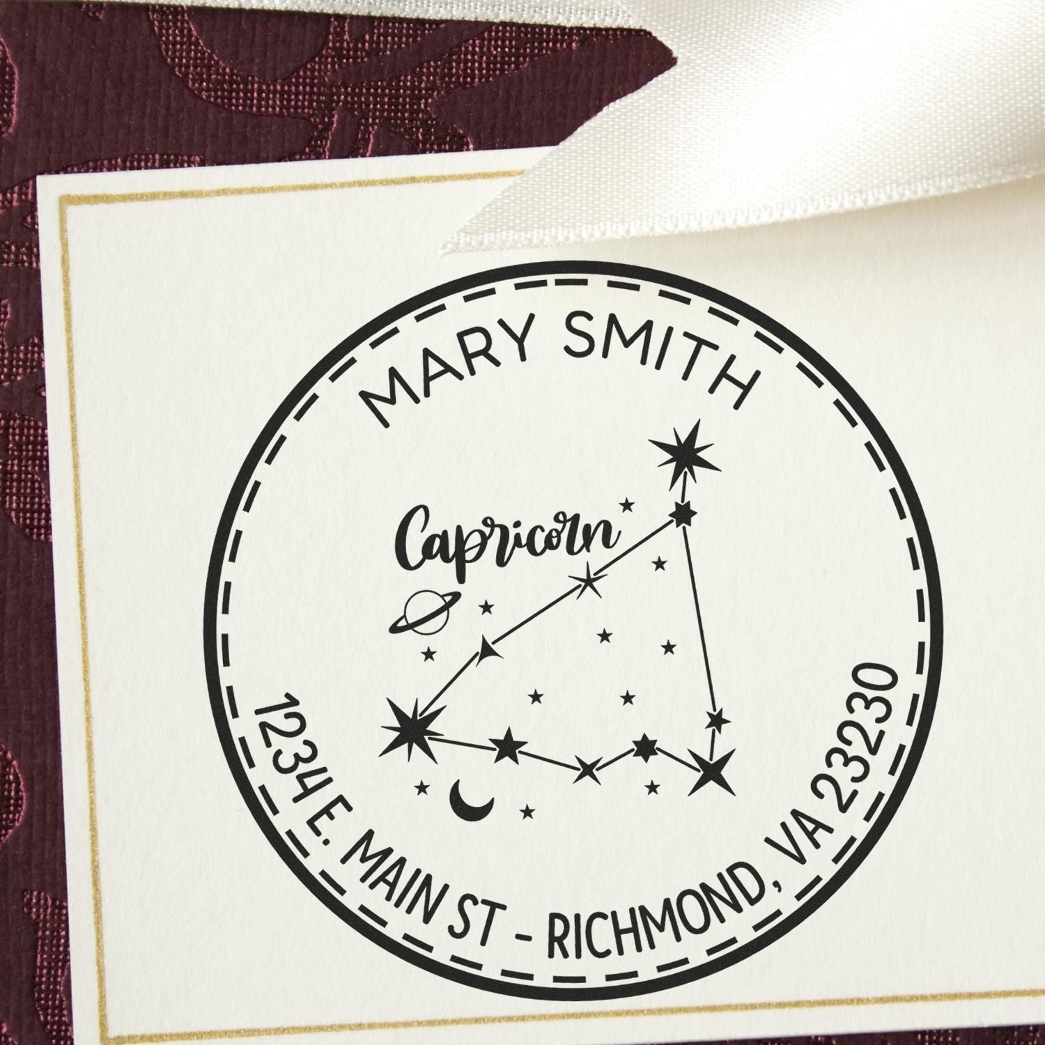 PSI Pre-Inked Constellation Capricorn Customized Name And Address Stamper - Engineer Seal Stamps
