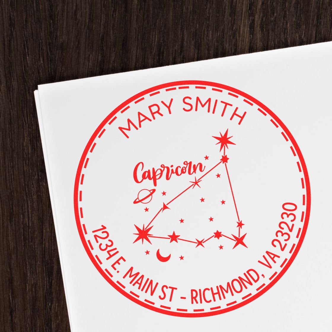PSI Pre-Inked Constellation Capricorn Customized Name And Address Stamper - Engineer Seal Stamps