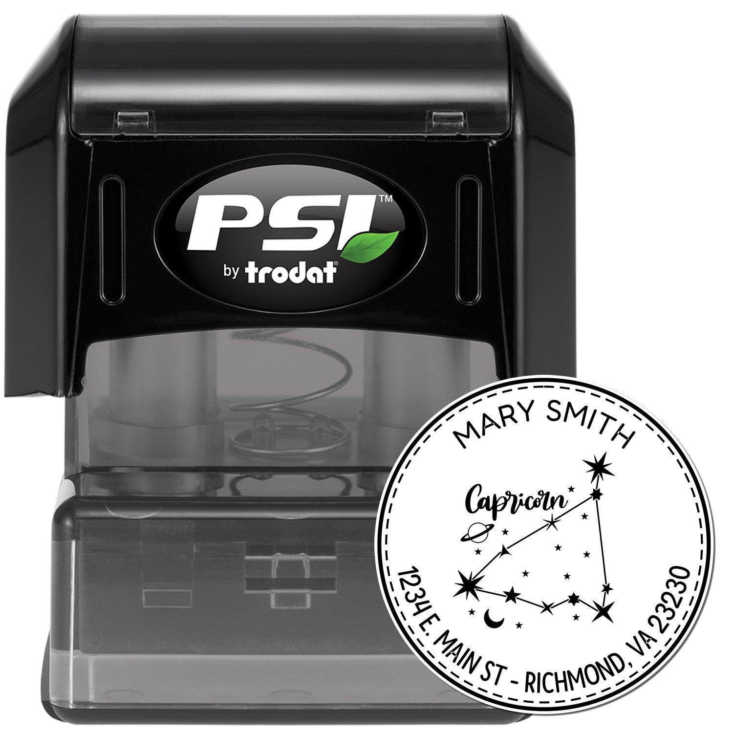 PSI Pre-Inked Constellation Capricorn Customized Name And Address Stamper - Engineer Seal Stamps