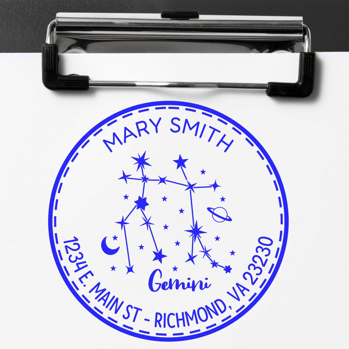 PSI Pre-Inked Constellation Gemini Customized Return Address Stamp - Engineer Seal Stamps