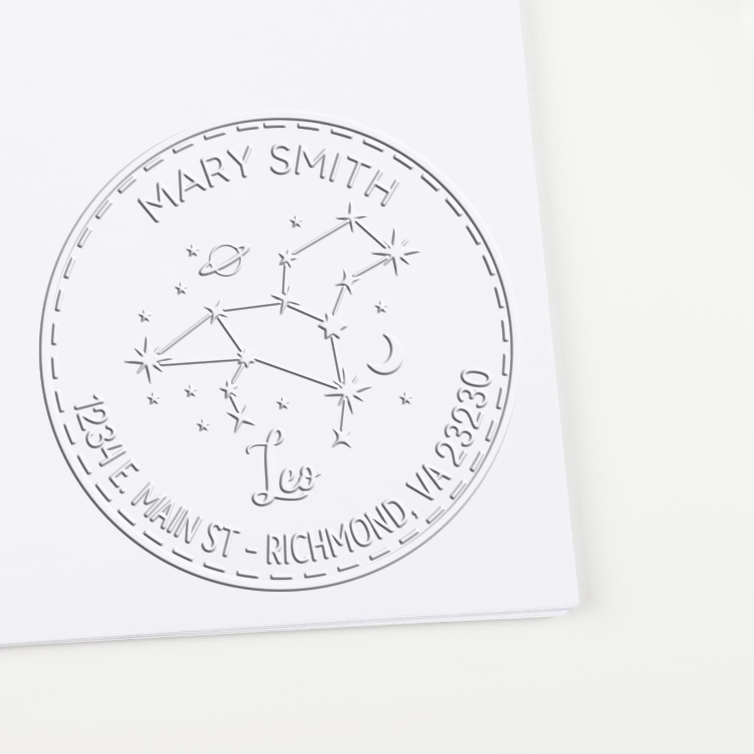 Desk Constellation Leo Custom Made Address Embosser - Engineer Seal Stamps