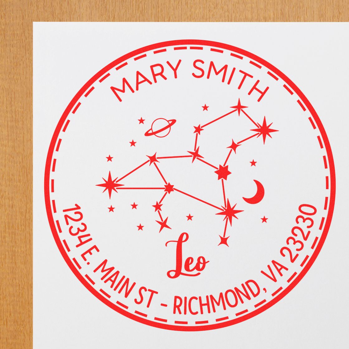 Self-Inking Constellation Leo Personalized Mail Stamp - Engineer Seal Stamps