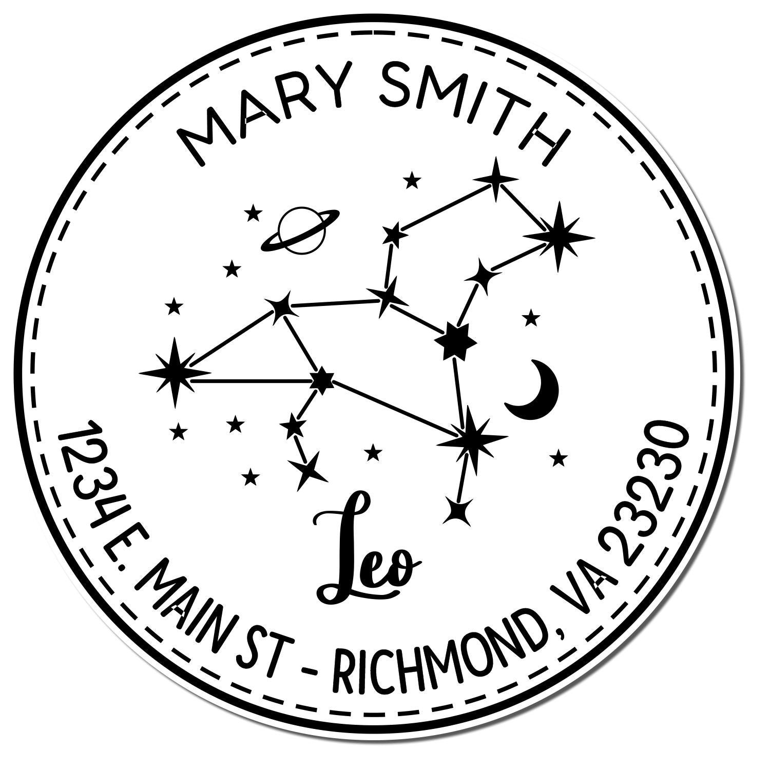 Self-Inking Constellation Leo Personalized Mail Stamp - Engineer Seal Stamps