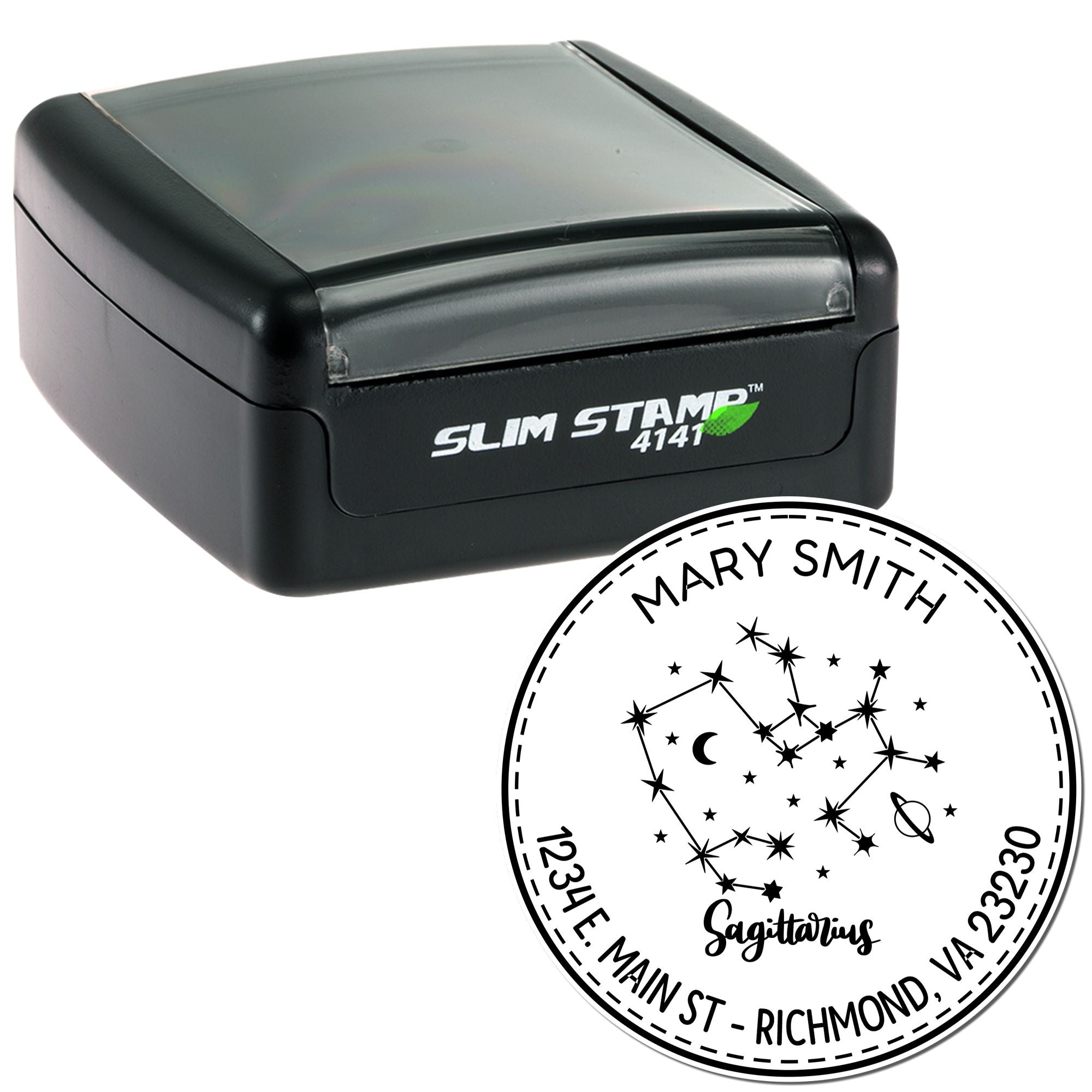 Portable Pre-Inked Constellation Sagittarius Custom Made Name And Address Stamper - Engineer Seal Stamps