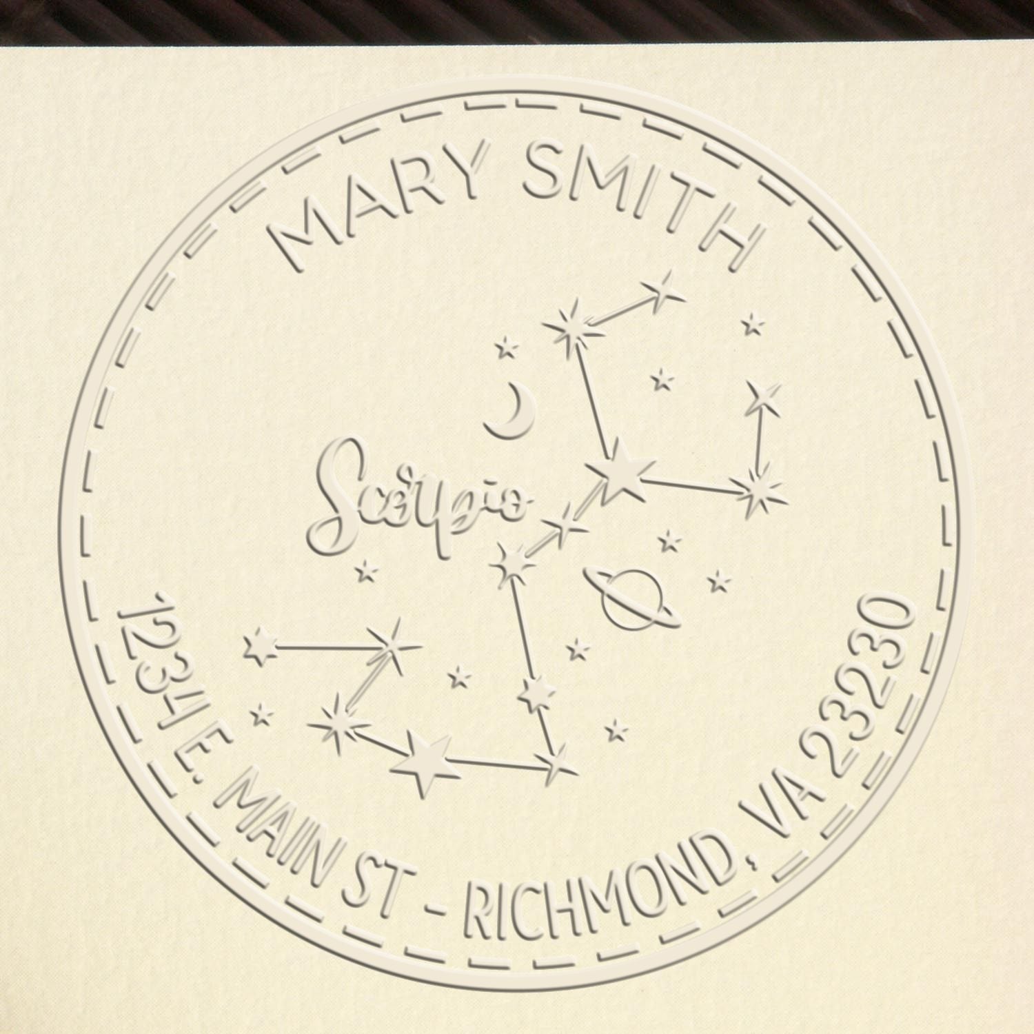 Desk Constellation Scorpio Custom Made Address Seal Press - Engineer Seal Stamps