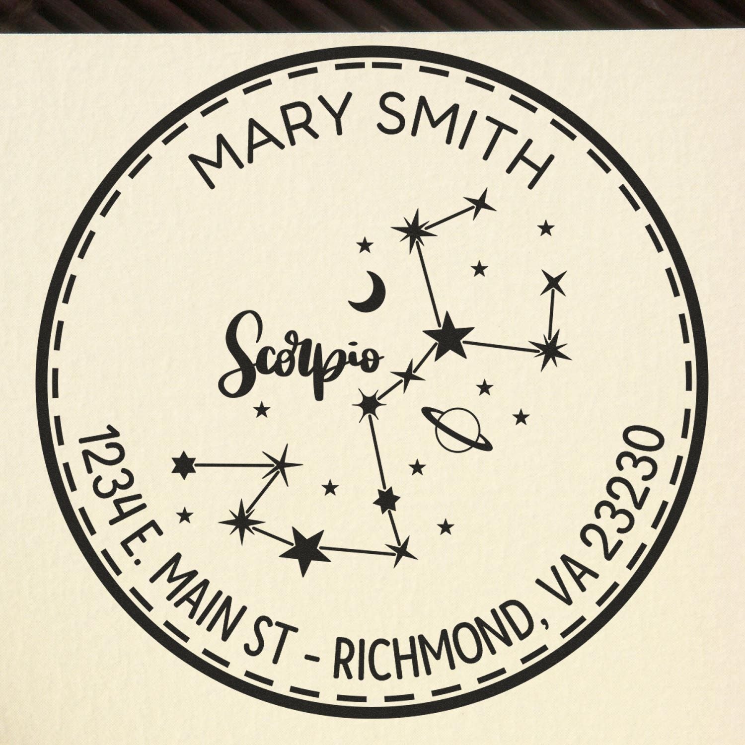Wood Handle Constellation Scorpio Custom Envelope Stamper - Engineer Seal Stamps