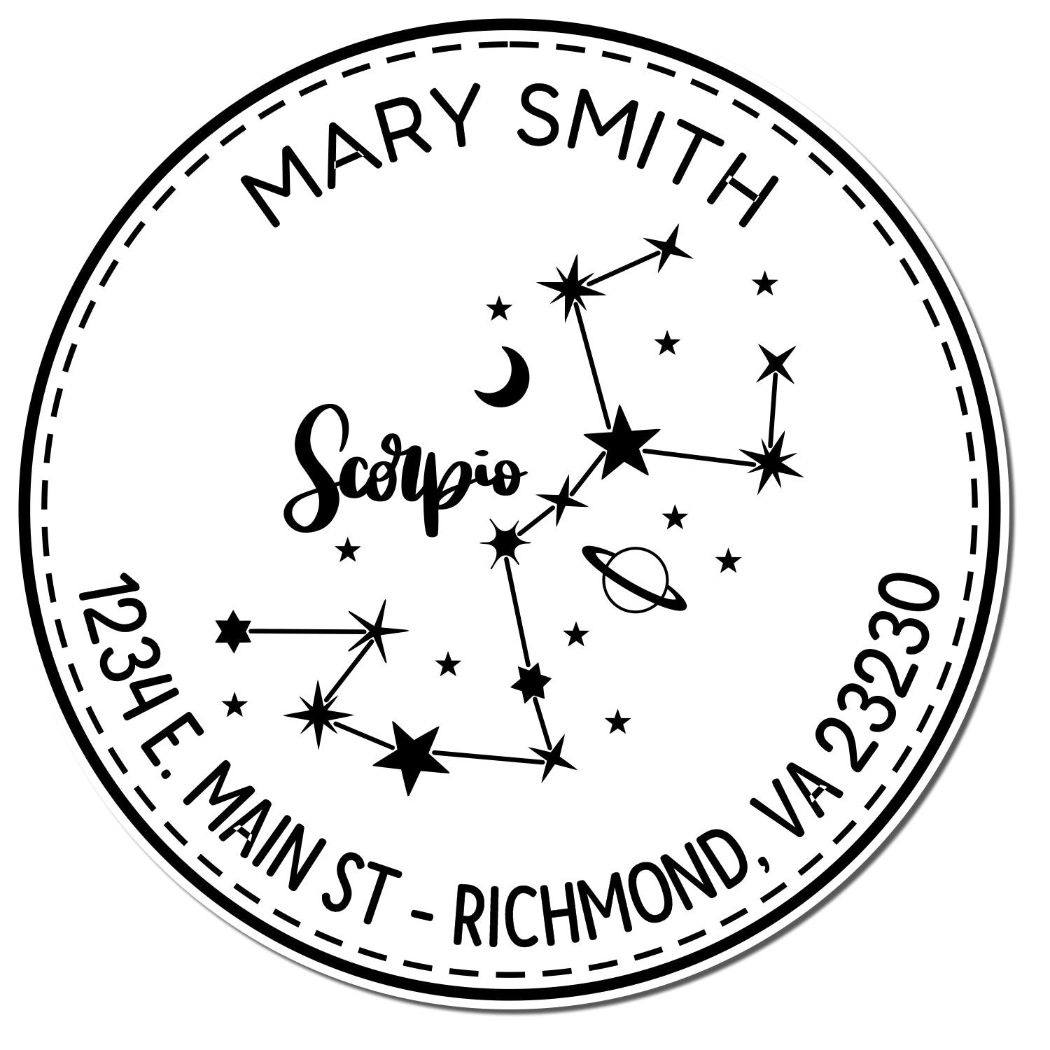 Wood Handle Constellation Scorpio Custom Envelope Stamper - Engineer Seal Stamps