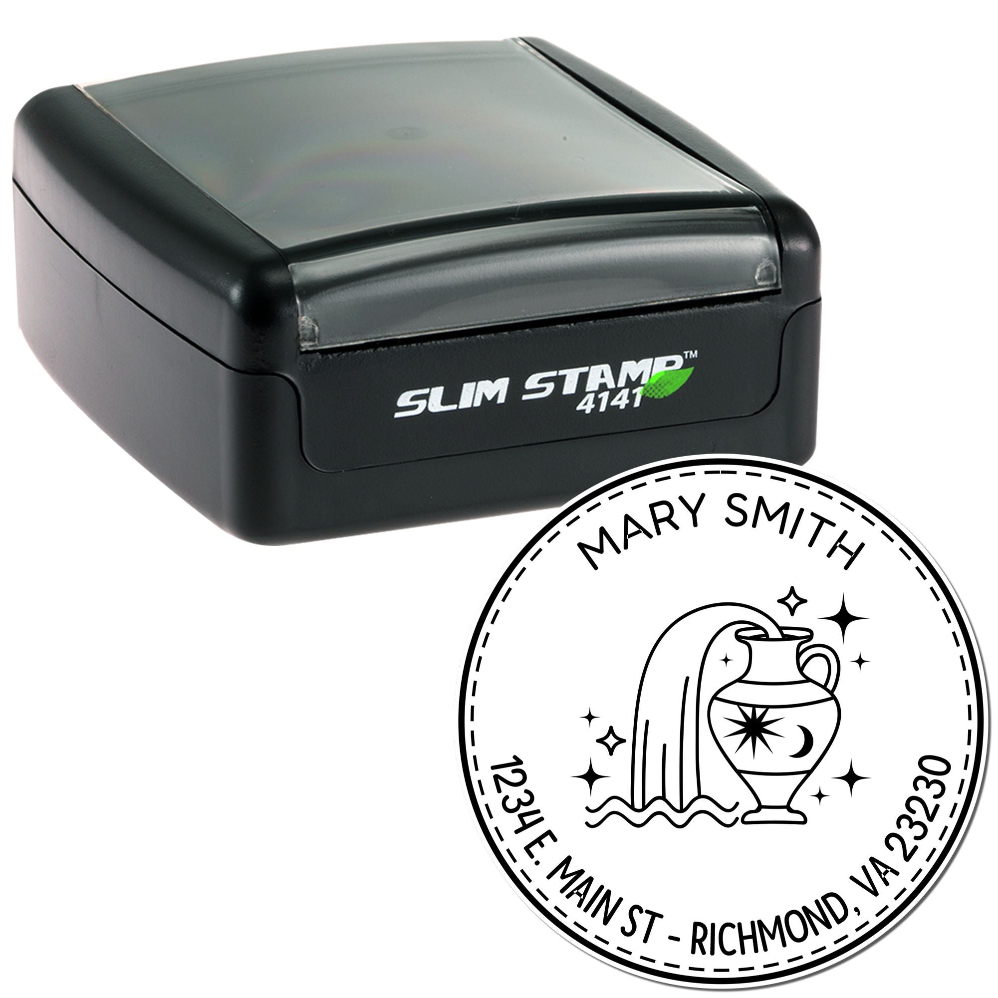 Portable Pre-Inked Eccentric Aquarius Custom Made Home Address Stamper - Engineer Seal Stamps