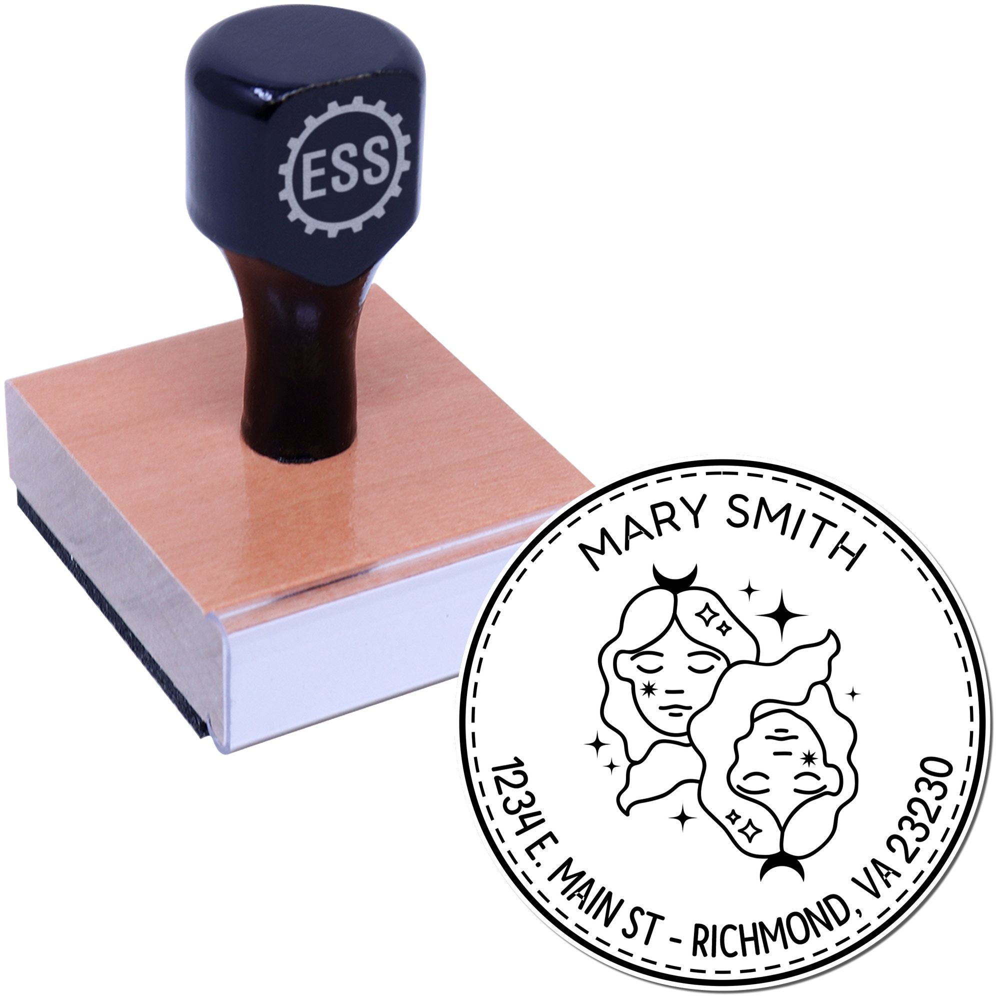 Wood Handle Witty Gemini Custom New Home Stamp - Engineer Seal Stamps