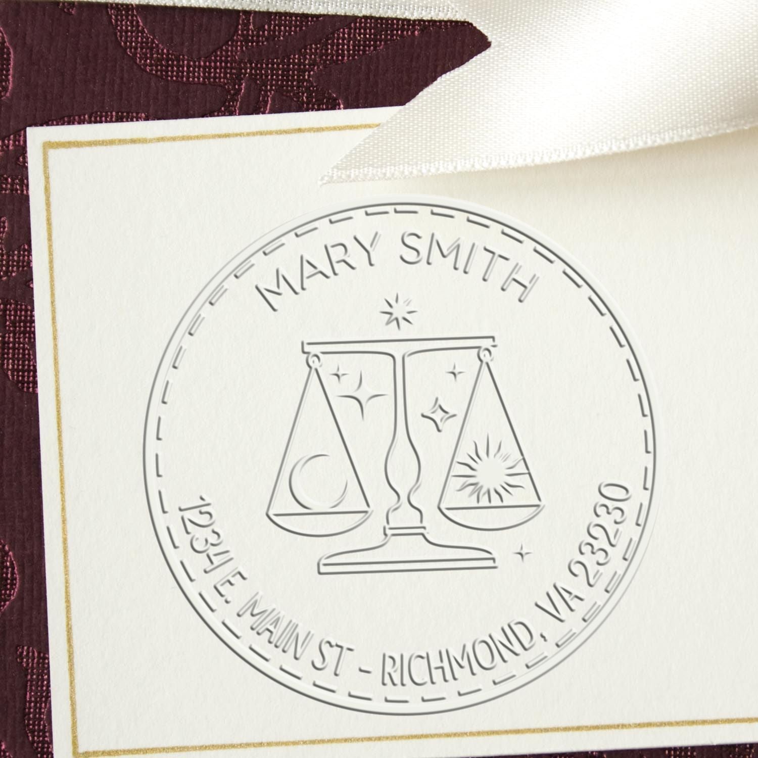 Soft Fair-minded Libra Custom Home Embossed Stamp
