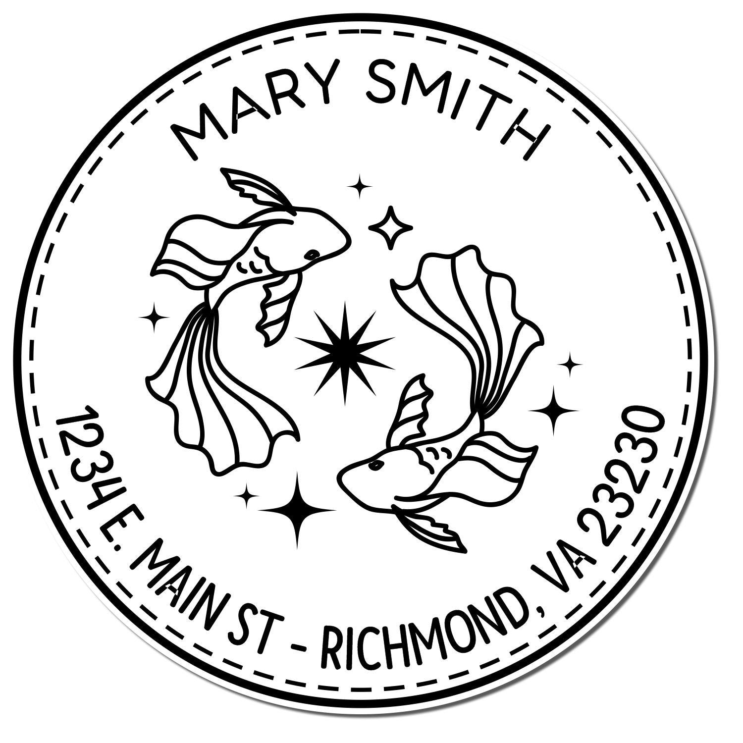 Wood Handle Compassionate Pisces Custom Made Mail Stamper - Engineer Seal Stamps