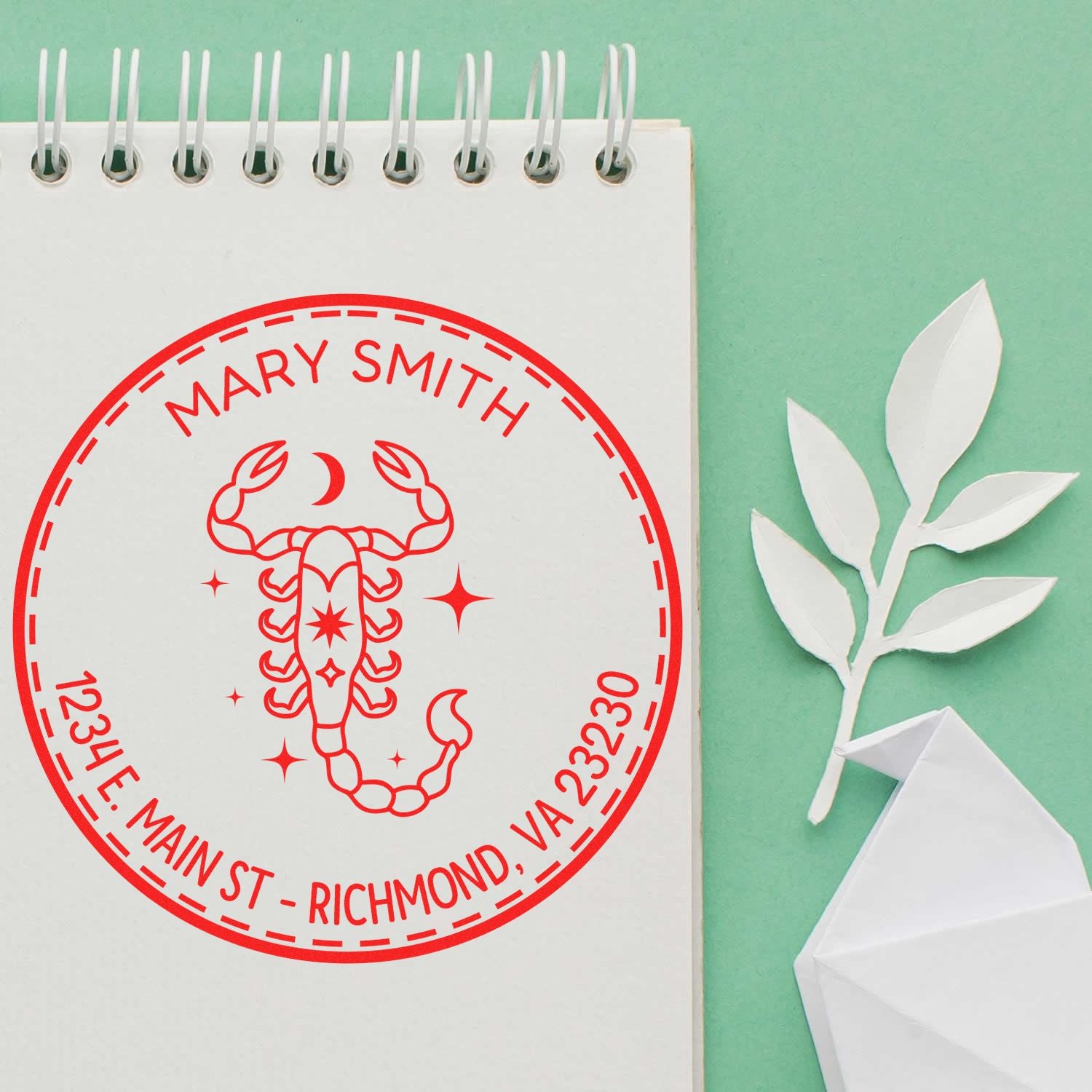 Portable Pre-Inked Resilient Scorpio Personalized Home Stamp - Engineer Seal Stamps