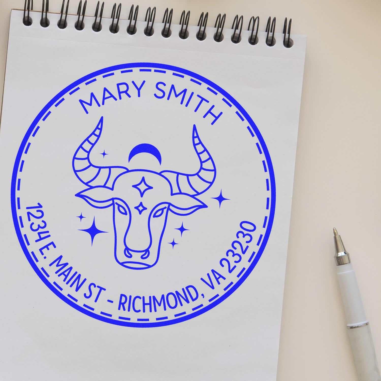 Portable Pre-Inked Grounded Taurus Personalized Home Stamper - Engineer Seal Stamps