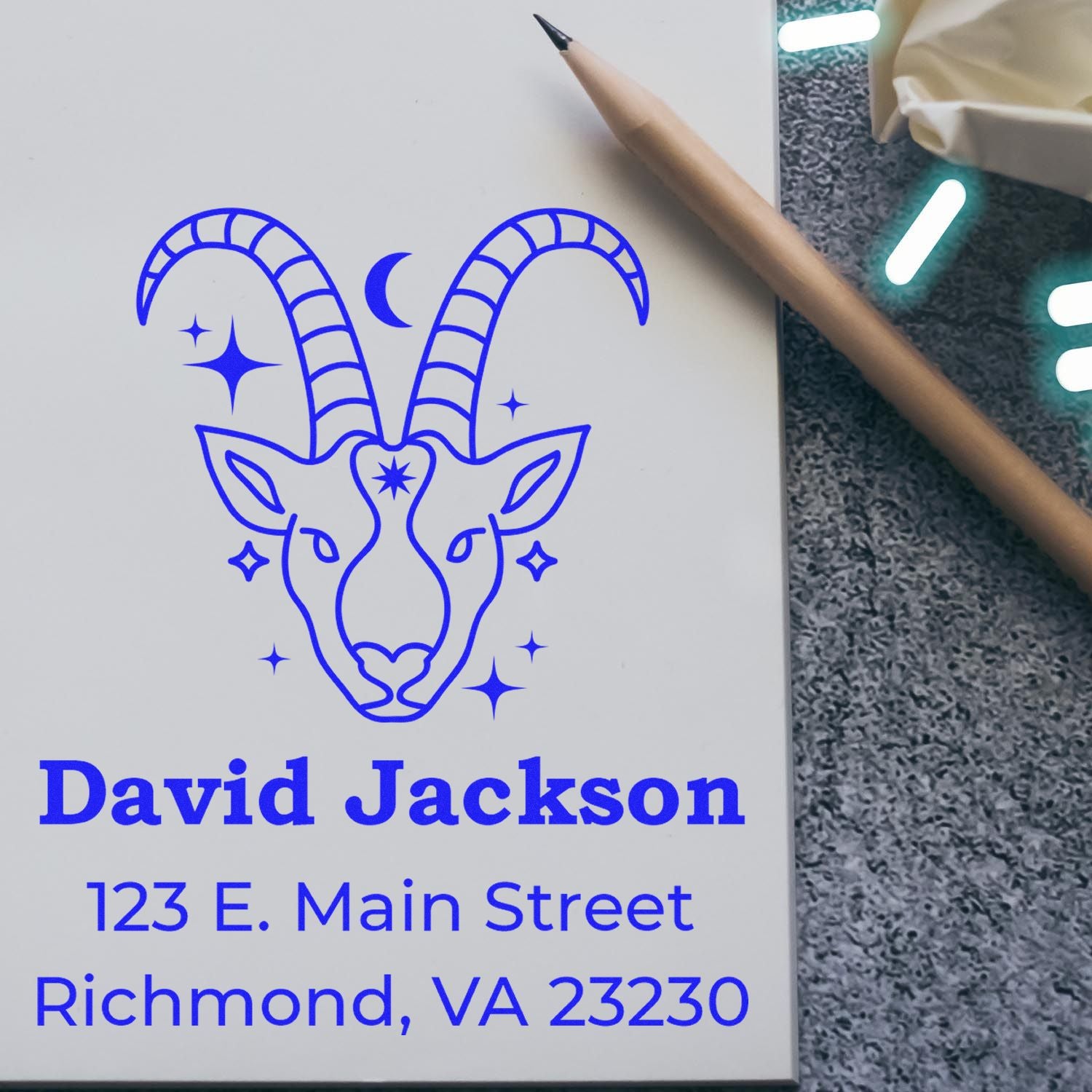 Determined Capricorn Celestial Customized Name And Address Stamper - Engineer Seal Stamps
