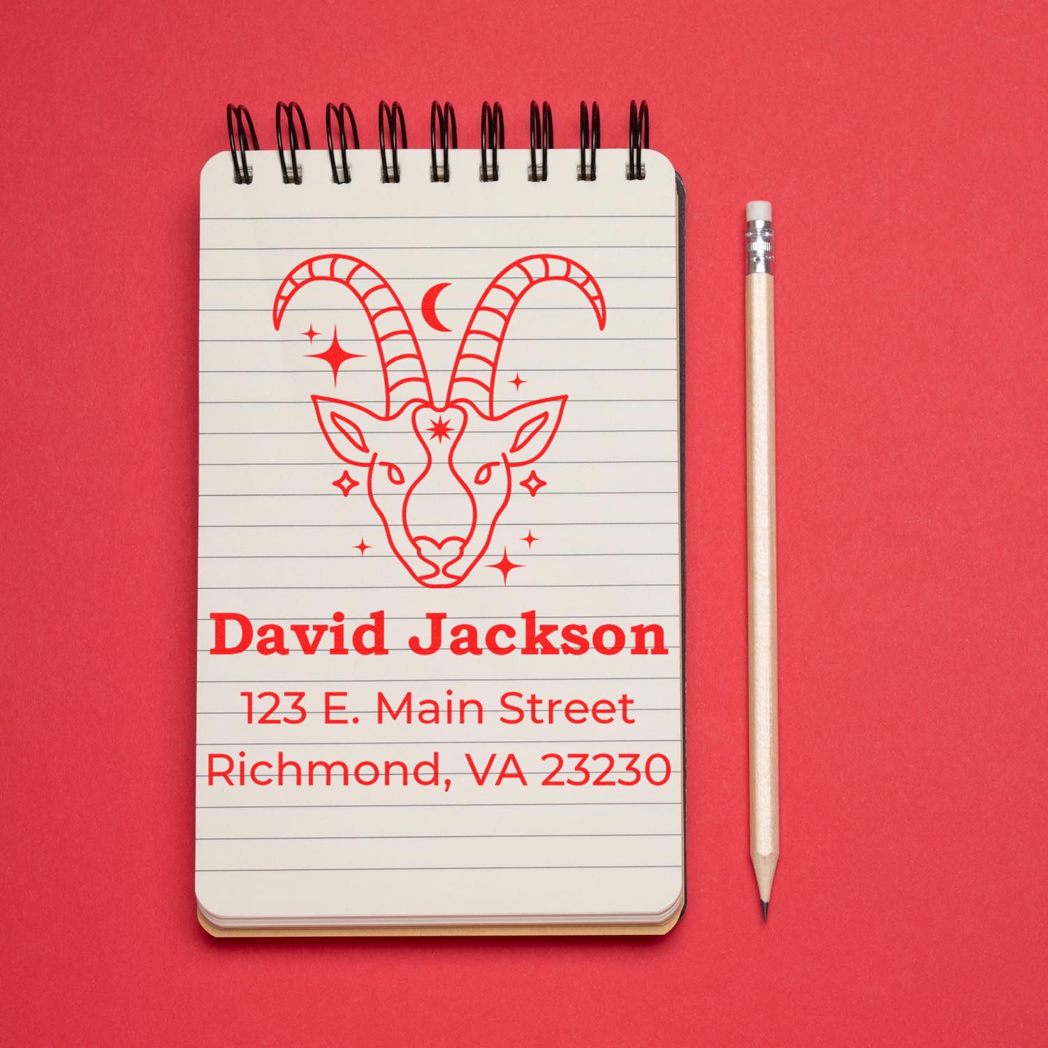 Determined Capricorn Celestial Customized Name And Address Stamper - Engineer Seal Stamps