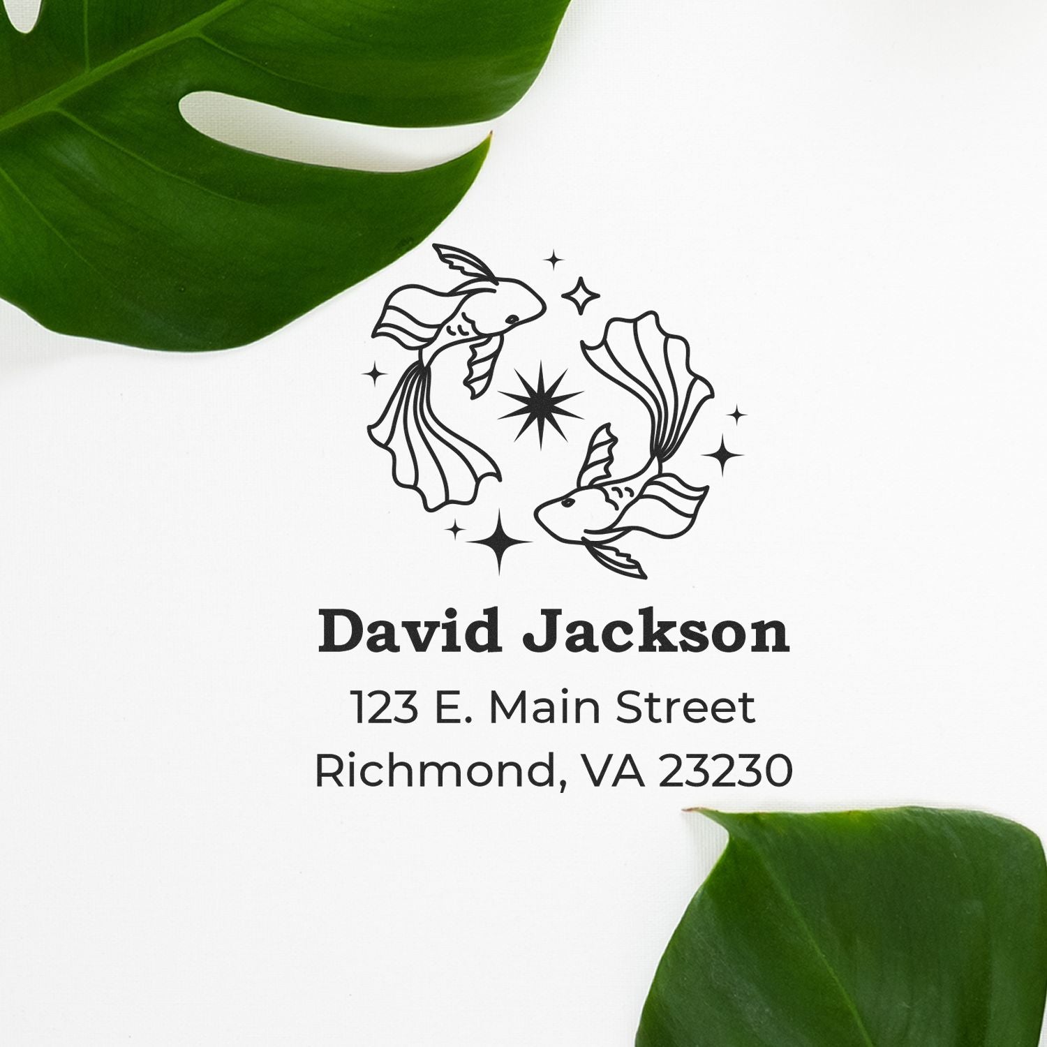 Celesital Dreamy Pisces Customized Name And Address Stamper - Engineer Seal Stamps