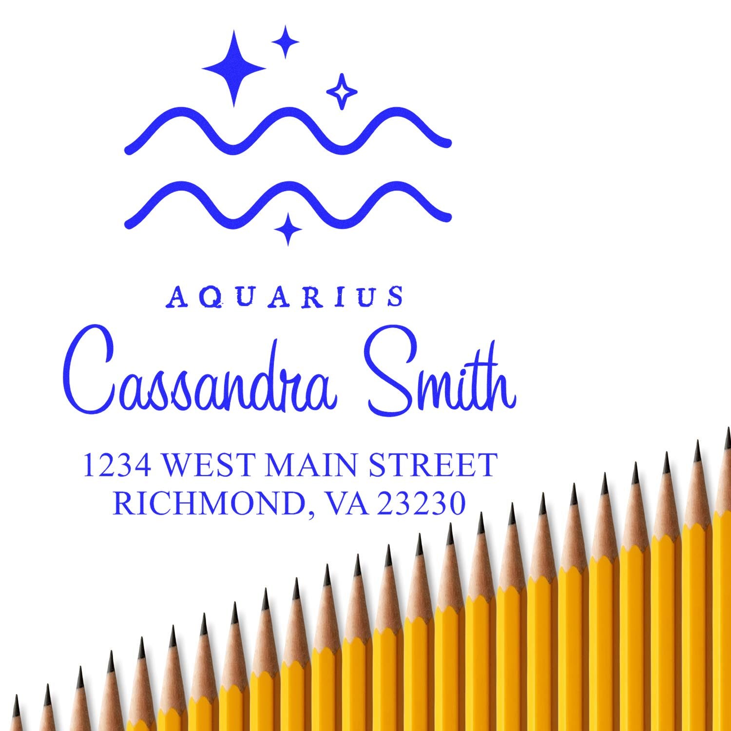 Open-Minded Aquarius Zodiac Customized Return Address Stamp - Engineer Seal Stamps