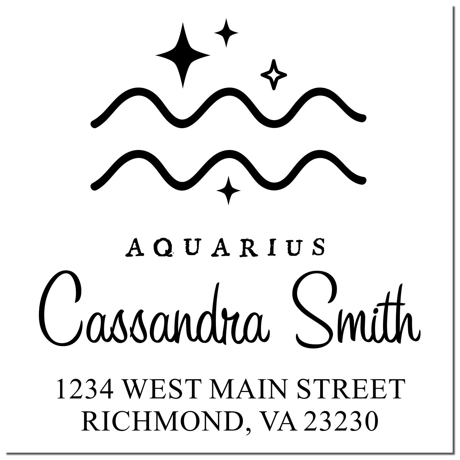 Open-Minded Aquarius Zodiac Personalized Home Address Stamper - Engineer Seal Stamps