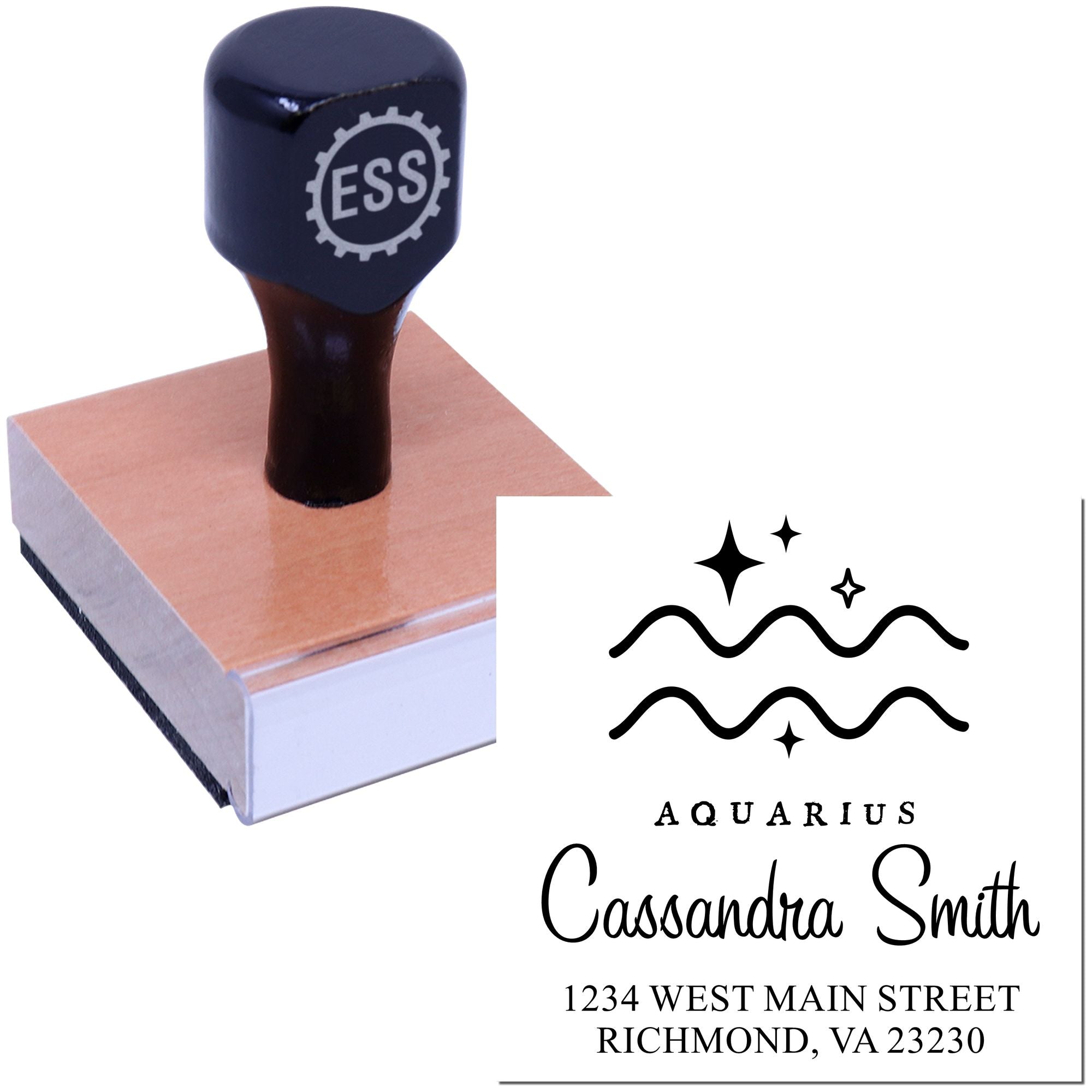 Open-Minded Aquarius Zodiac Customized Return Address Stamp