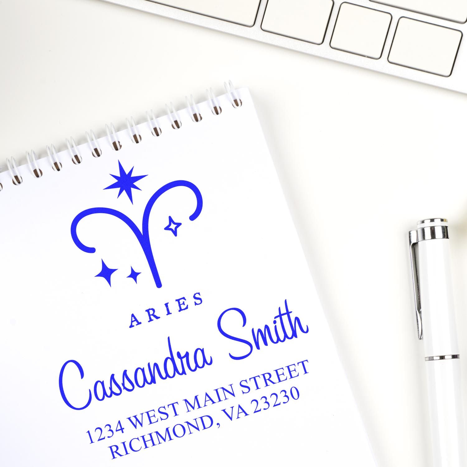 Pioneering Aries Zodiac Personalized Return Address Stamp - Engineer Seal Stamps