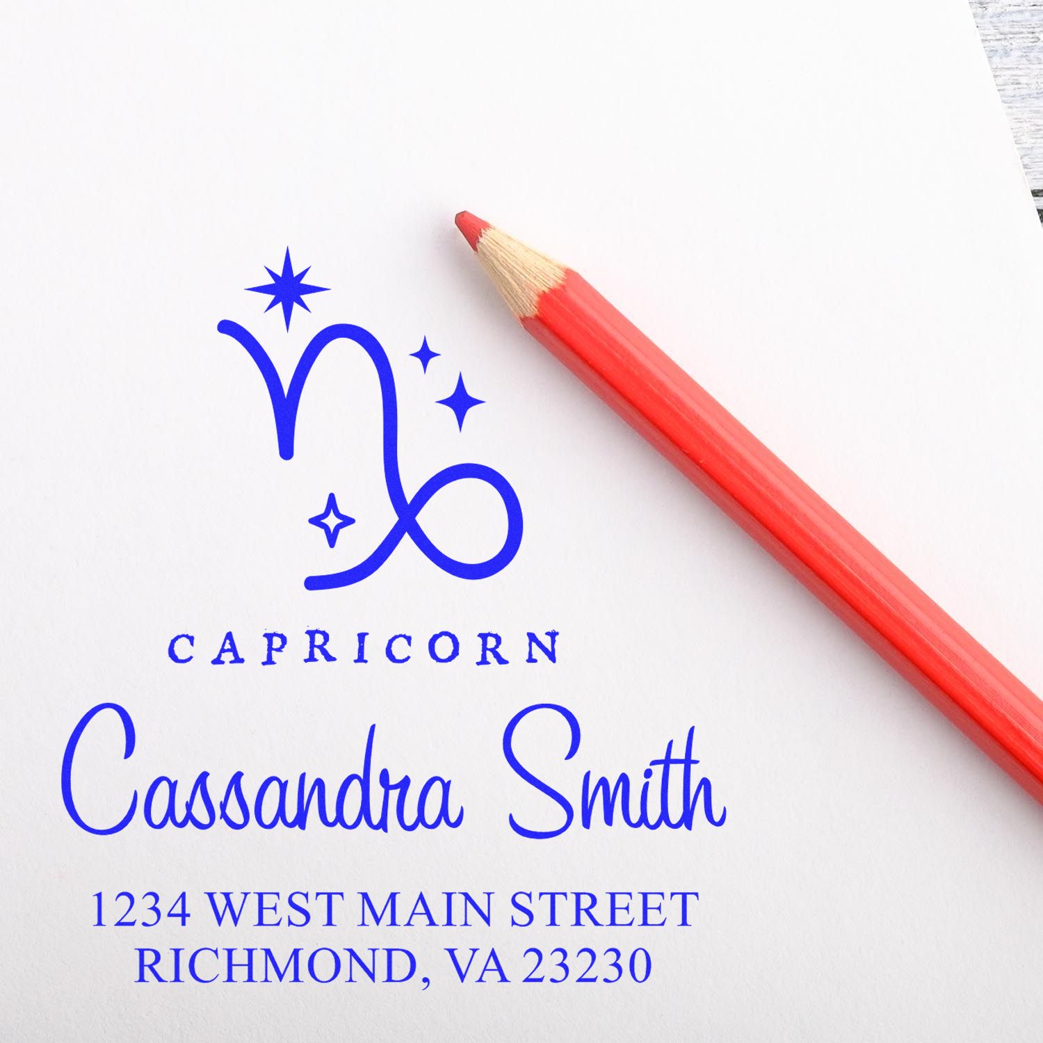 Goal-Oriented Capricorn Zodiac Personalized New Home Stamp - Engineer Seal Stamps