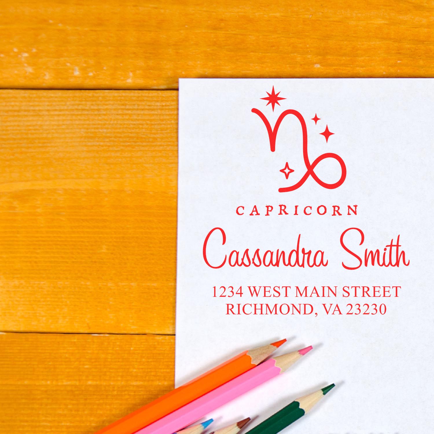 Goal-Oriented Capricorn Zodiac Personalized New Home Stamp - Engineer Seal Stamps