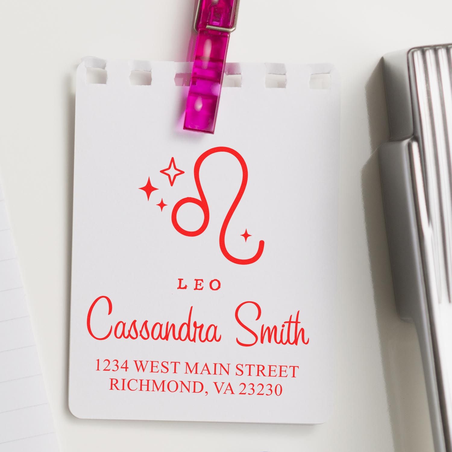 Assertive Leo Zodiac Customized Return Address Stamp - Engineer Seal Stamps