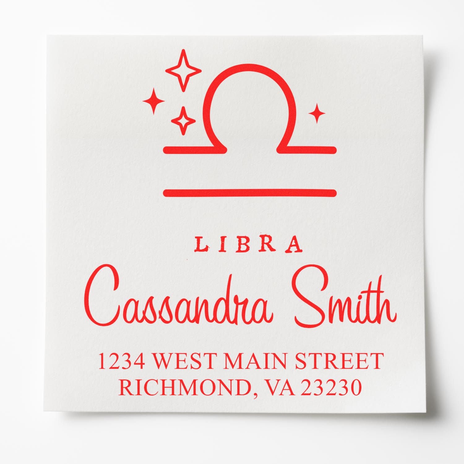 Artistic Libra Zodiac Customized Return Address Stamper - Engineer Seal Stamps