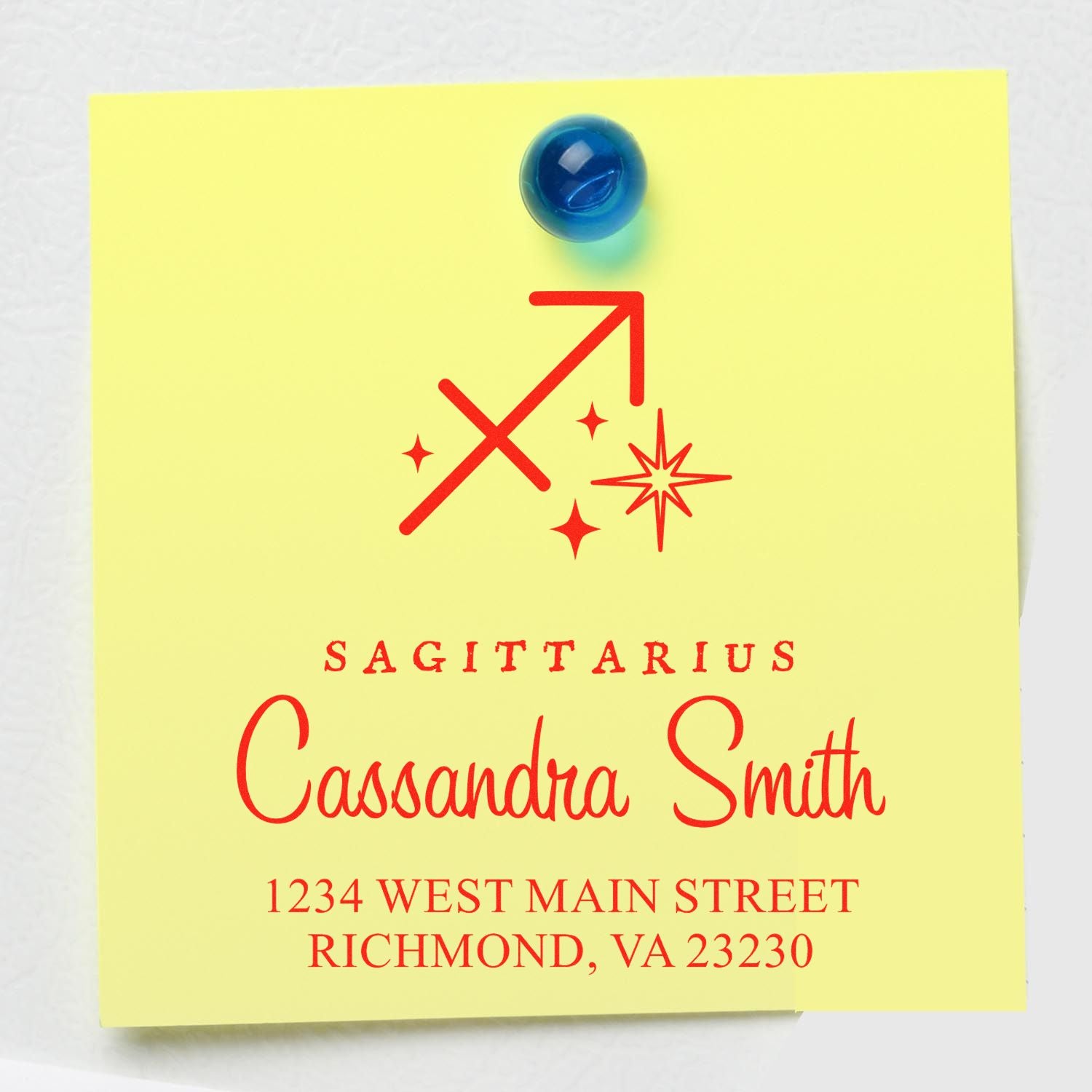 Enthusiastic Sagittarius Zodiac Name And Address Stamp