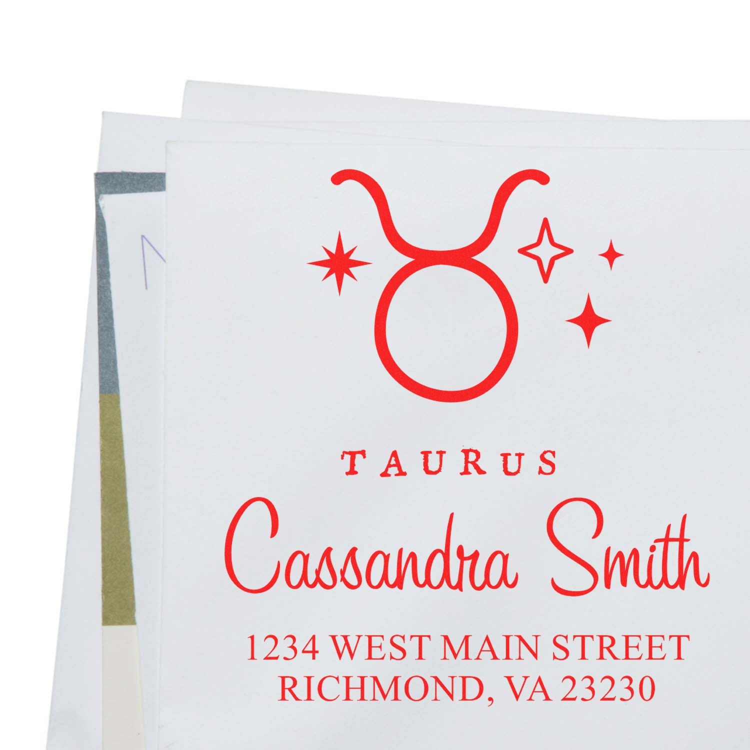 Persistent Taurus Zodiac Customized Name And Address Stamper - Engineer Seal Stamps
