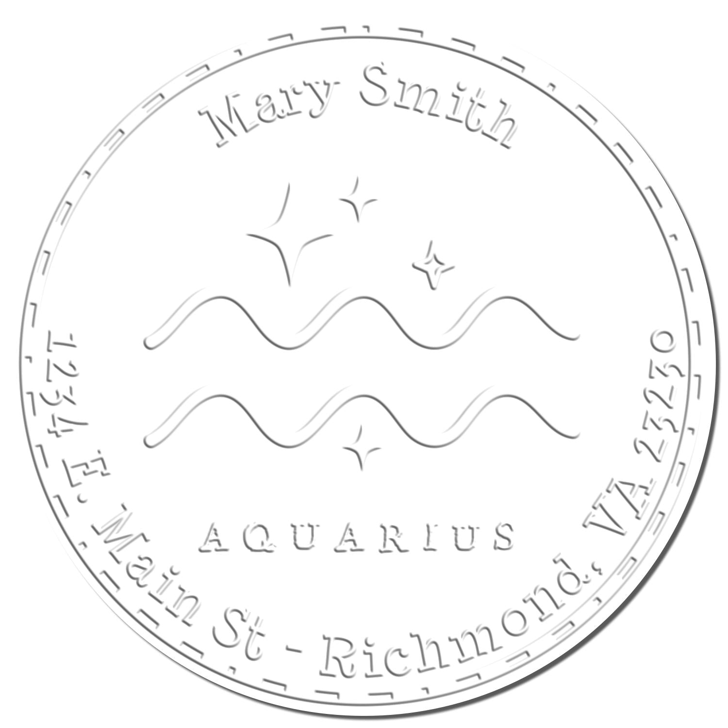 Soft Symbolic Aquarius Personalized Mail Embossed Stamp - Engineer Seal Stamps