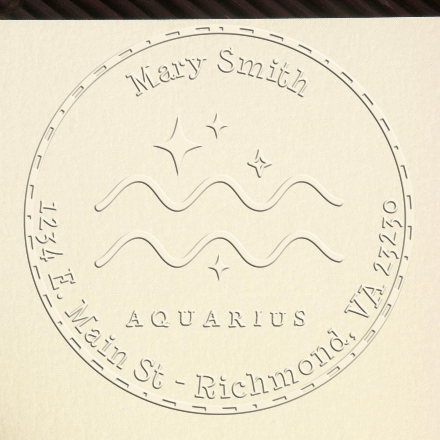 Soft Symbolic Aquarius Personalized Mail Embossed Stamp
