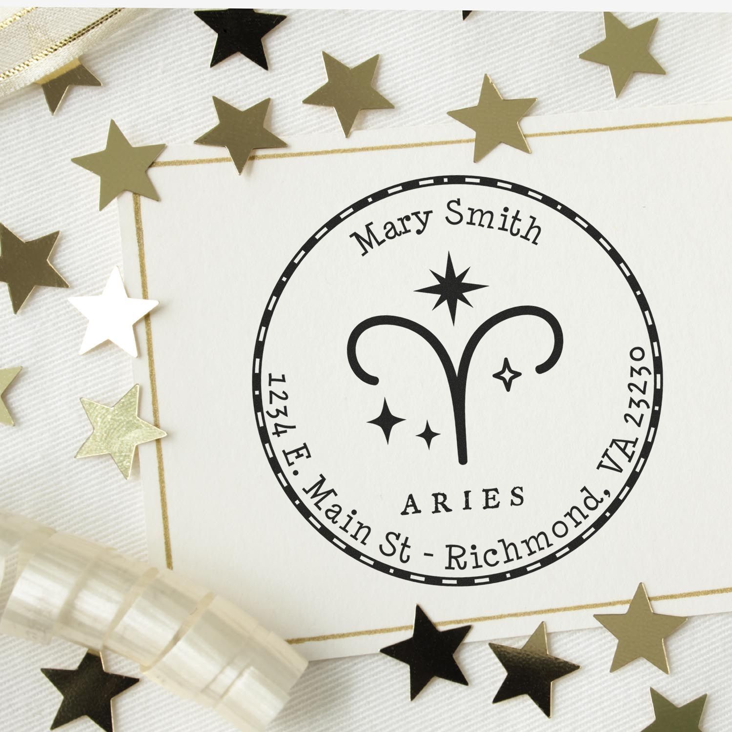 Portable Pre-Inked Symbolic Aries Custom Made Address Stamp - Engineer Seal Stamps