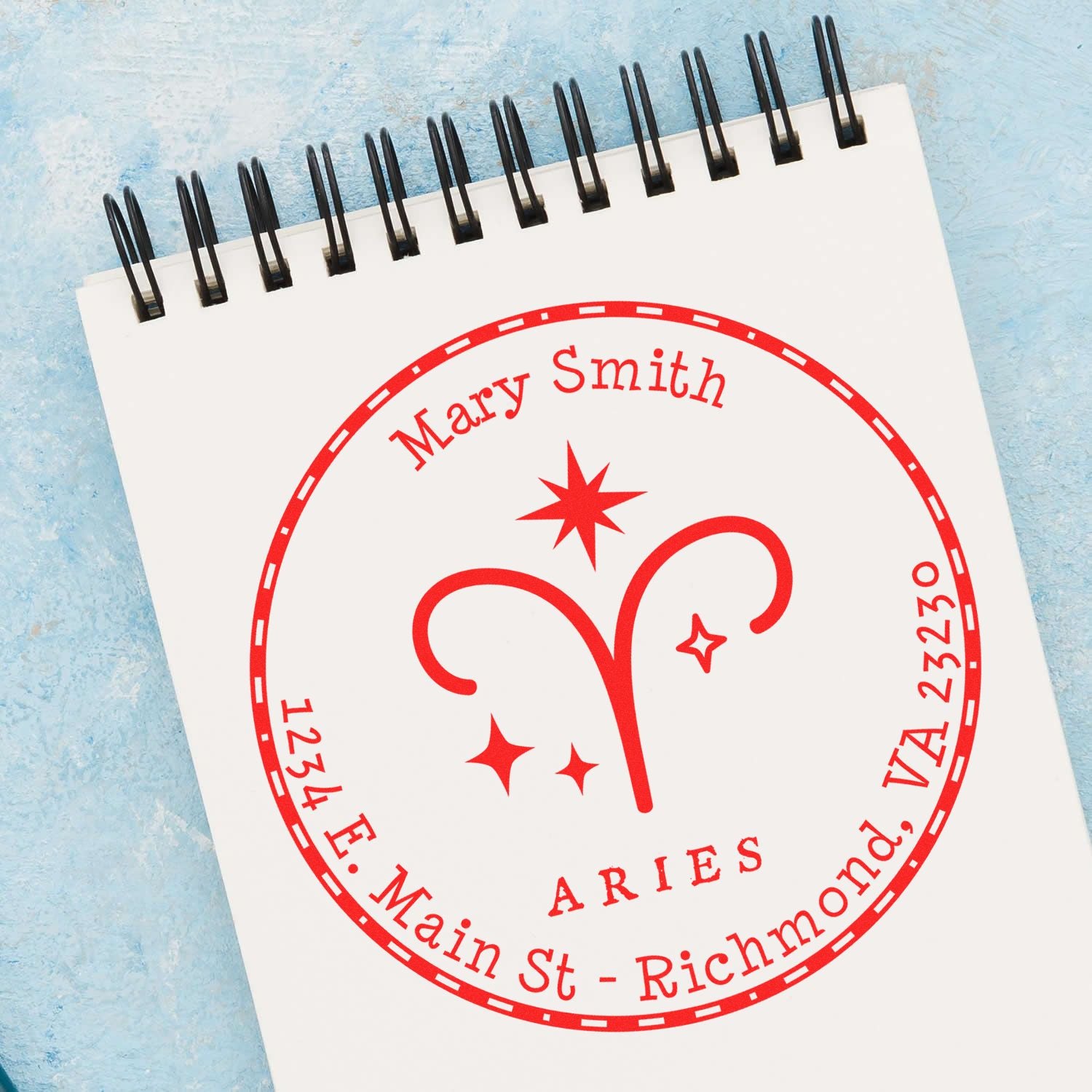 Portable Pre-Inked Symbolic Aries Custom Made Address Stamp - Engineer Seal Stamps