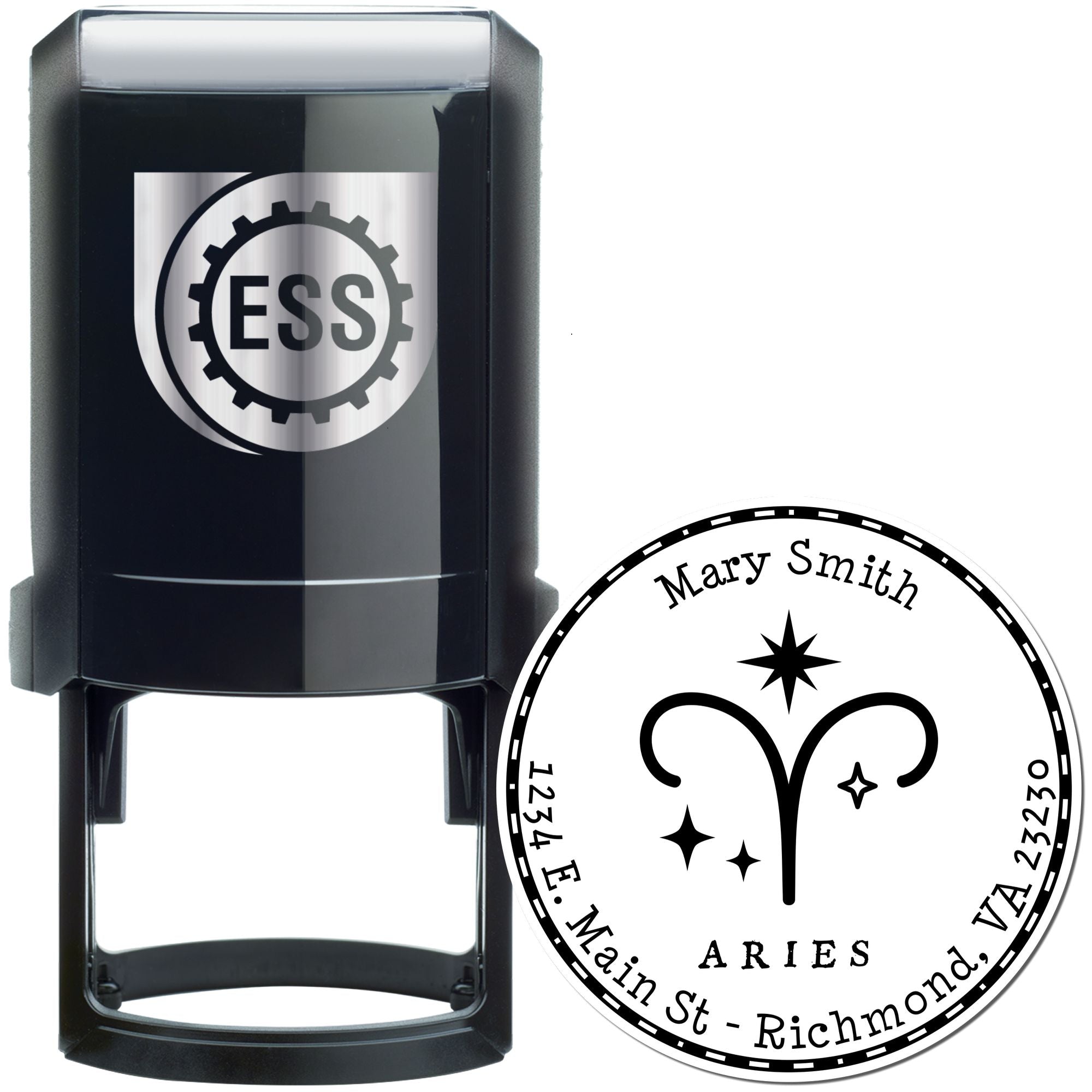 Self-Inking Symbolic Aries Custom Made Home Address Stamp - Engineer Seal Stamps