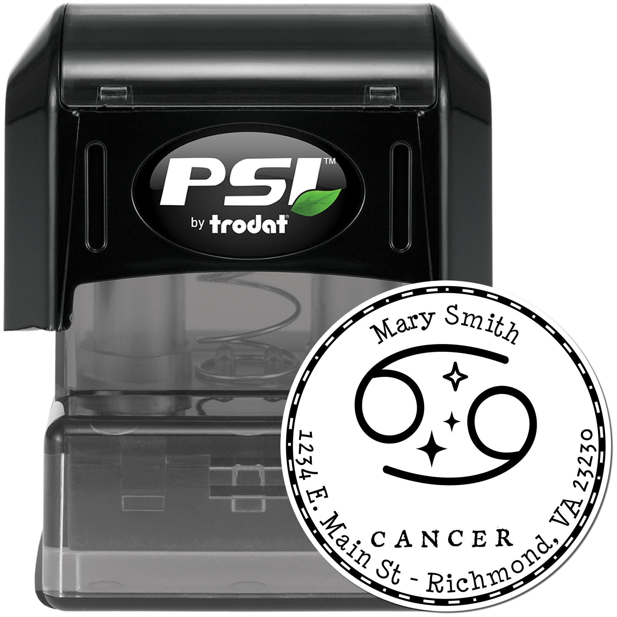 PSI Pre-Inked Symbolic Cancer Customized Name And Address Stamp - Engineer Seal Stamps