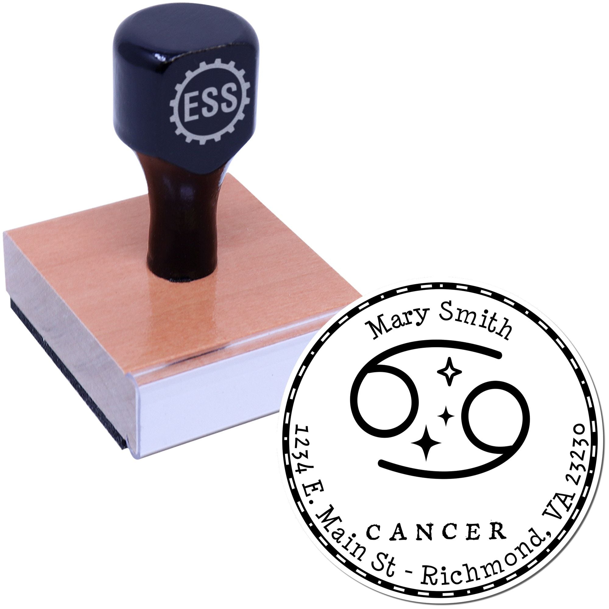 Wood Handle Symbolic Cancer Custom Mailing Stamp