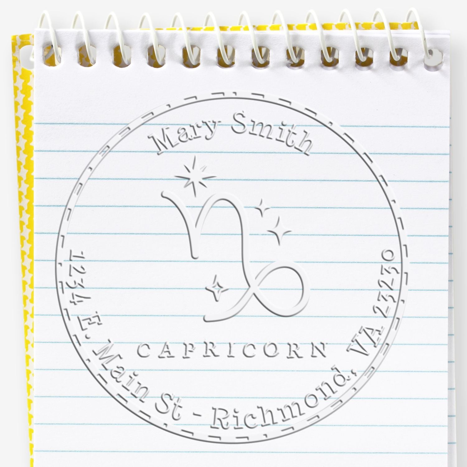 Hybrid Symbolic Capricorn Personalized Name And Address Paper Embosser - Engineer Seal Stamps