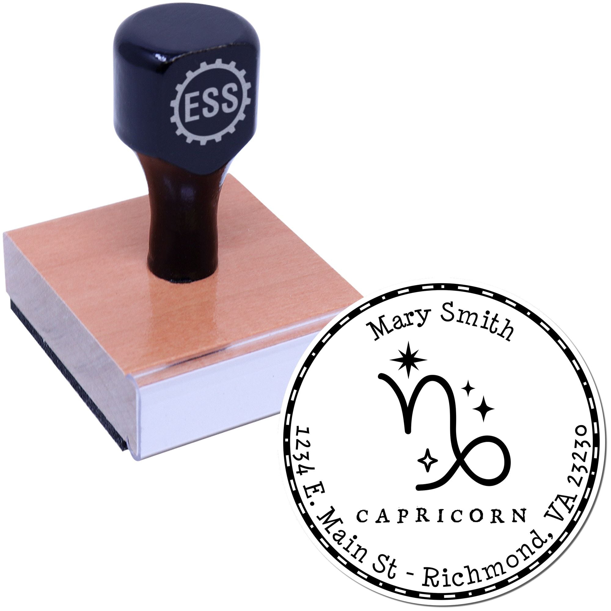 Wood Handle Symbolic Capricorn Custom Mailing Stamper