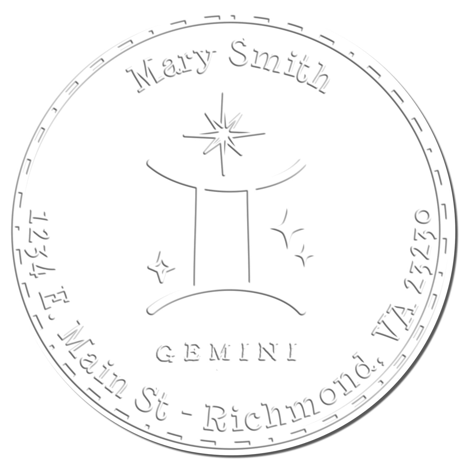 Desk Symbolic Gemini Customized Address Embossed Stamp - Engineer Seal Stamps