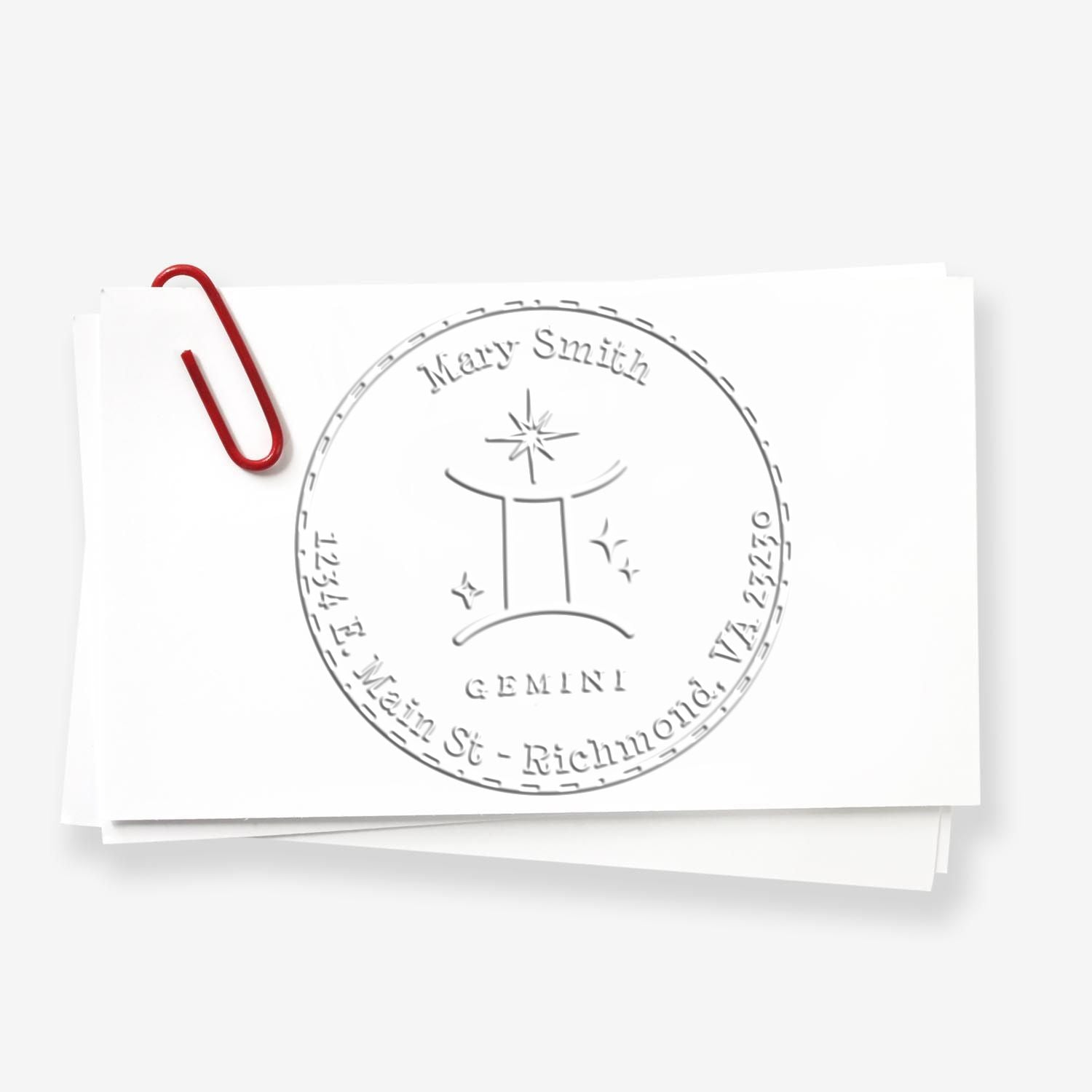 Soft Symbolic Gemini Personalized Mail Paper Embosser - Engineer Seal Stamps